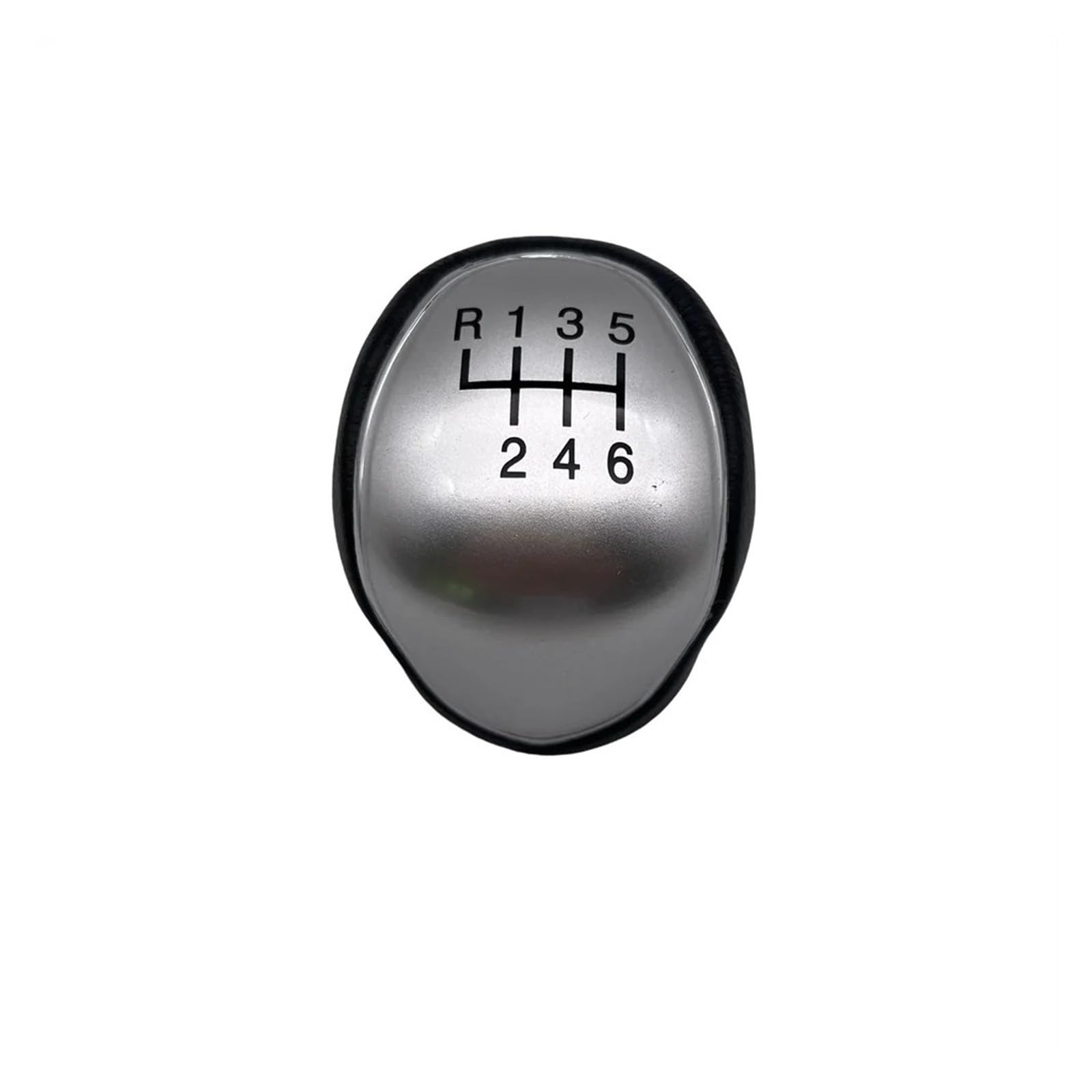 Linqianbhd One Color Gear Lever Shift Knob For C-Max For Focus For Mk2 For Mk3 Car Gear Shift Knob 5/6 Speed Leather Shifter Lever Headball(Silver 6 Speed)