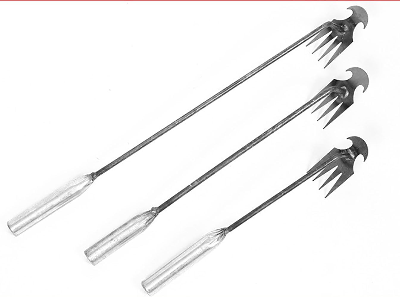 SK5 steel forged weeder tools, 4 teeth dual purpose weeder, gardening hand weeder tools for Easy Weed Removal in Garden Yard and Farm with long handle (SK5 steel, silver 50cm)