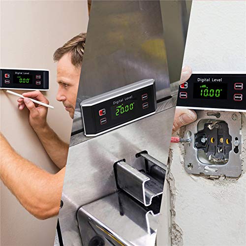 Electronic Inclinometer, Digital Protractor/Level/Angle Finder and Gauge Tools with V-Groove Magnetic Base and Backlight - Dust and Waterproof IP65 Precision Smart Level