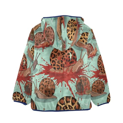 Snails with Blood Pattern Toddler Fleece Jacket Girl Boys Hooded Fleece Jacket Coat Warm Outwear Zip-up 3-10T2