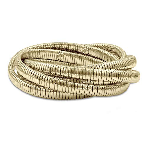 Image of JR JOY & RACHEL 14K Gold Plated High Polished Six Rows Stretch Twist 7.5 inch Bracelets