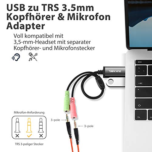 DuKabel Externe USB-geluidskaart adapter voor computer, laptop en PS4, USB naar 2 x 3,5 mm jack Aux audio converter… - Image 5