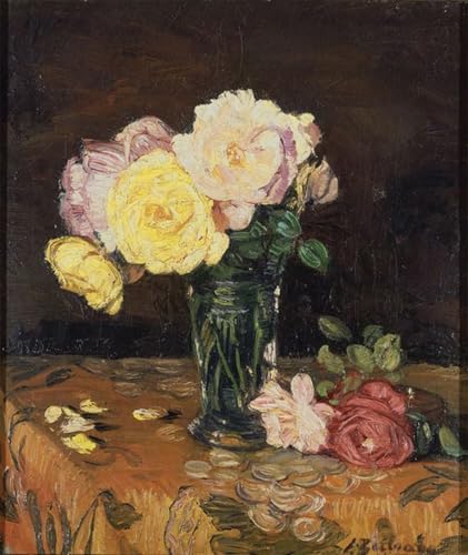 Impression prints toile Vase avec Roses par Ignacio Zuloaga de qualité premium