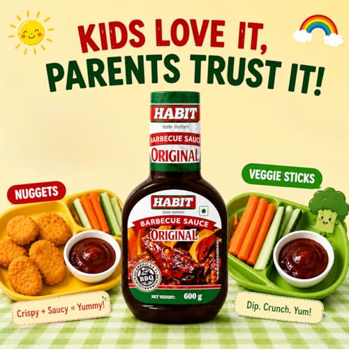 Image of HABIT Barbecue Sauce - 600g x Pack of 1 | 100% Vegetarian | Sweet & Tangy Flavor | Perfect for Grilling, Marinades, Basting & Toppings