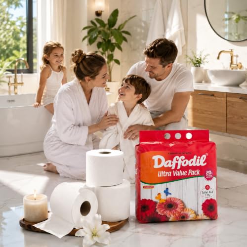 Image of DAFFODIL 2Ply Toilet Paper Tissue -4 Packs (365 pulls /roll, 1460 pulls, 2920sheets) UltraSoft Toilet Paper Roll, Strong and Long Lasting for Home or Office Use