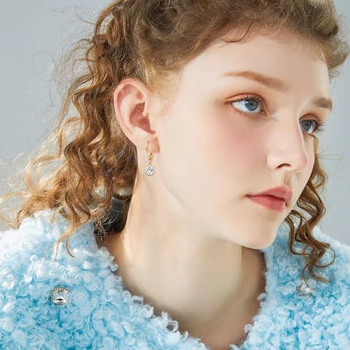 KECHO 14K Solid Gold Moissanite Earrings for Women Leverback Dangle Drop Earrings 1.0 CT Moissanite Diamonds Jewelry for Women2