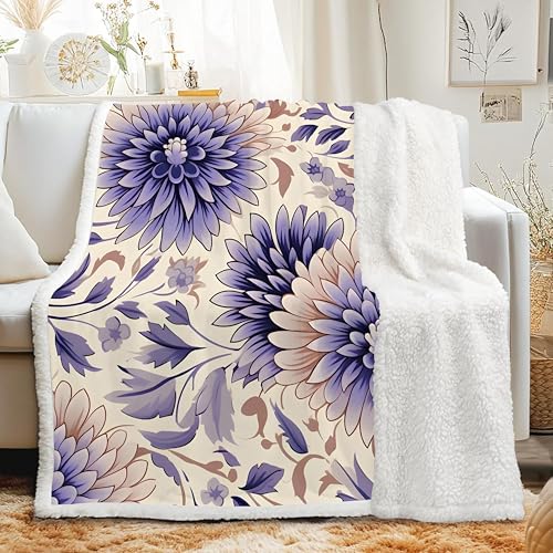 Plaid Canape Chaud Violet 120x200 cm : Couverture Sherpa Double Epaisseur - 2