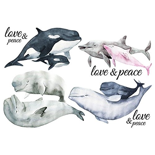 Transferts à Repasser Baleines Et Dauphins A4 - Déco Textile DIY T-shirts, Sacs Coton