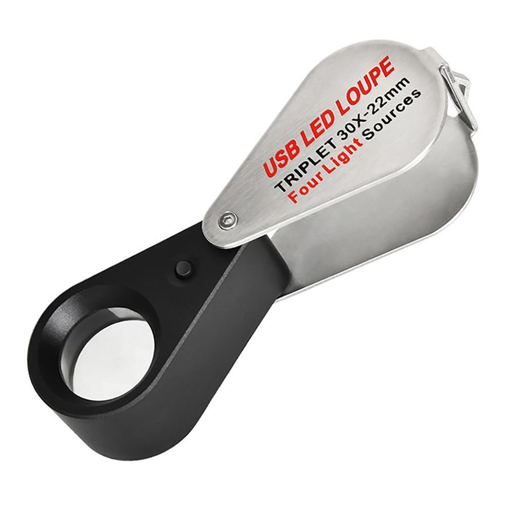 Vjsujehgy Jewelry Magnifying Glass Jewelry Magnifying Glass Four-Colour Light Source 13LED Magnifier 30X