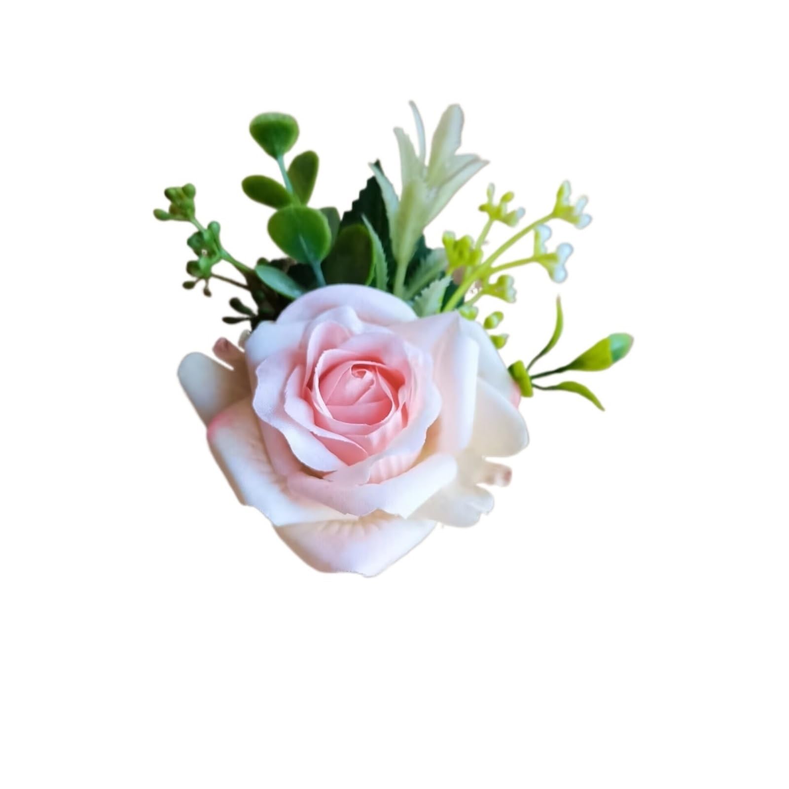 WTAXBH Corsages for Weddings 3pcs Beige Boutonnieres Flowers Silk White Corsage Buttonhole Groomsmen Boutonniere For Men Wedding Accessories(Boutonniere F P)