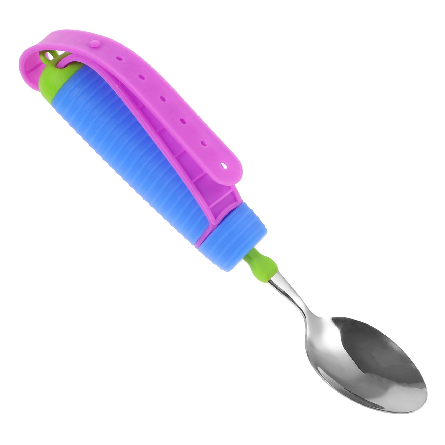 FOMIYES Stainless Steel Silicone Adaptive Spoon Spillproof Non-Slip Handle for Disabled Elderly