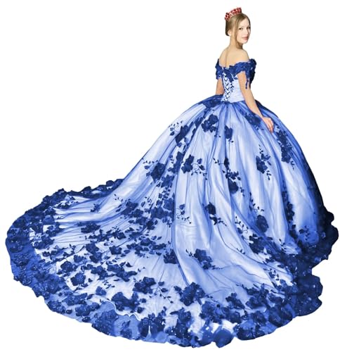 Puffy Tulle Quinceanera Dresses Ball Gown Off Shoulder Lace Sweet 16 Dresses Gorgeous Evening Gown