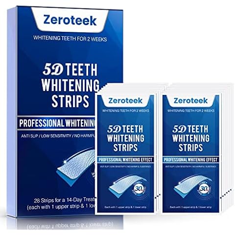 Teeth Whitening Strips, Advanced 5D Snow Whitening Kit, 28 Zero Sensitive Strips, Effects Plus 14 Treatments and 1 Hour Express Treatments,Efficiently Removes Coffee, Smoke, Wine, and Soda Stains Cover