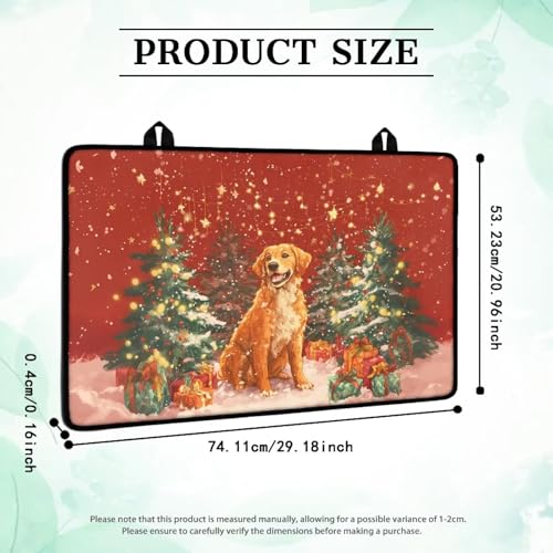 Image of Christmas Tree Dog Stove Top Cover for Electric Insulation Rubber Countertop Pad with Two Hooks Extra Large Counter Silicone Mat with Two Hook Easy to Clean Christmas Decor