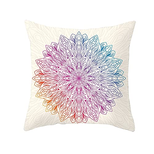 Lieson Coussin Canapé 50x50, Housse Coussin Canapé Bleu Violet Orange Taie de Coussin Salon Fleur de Mandala, Polyester
