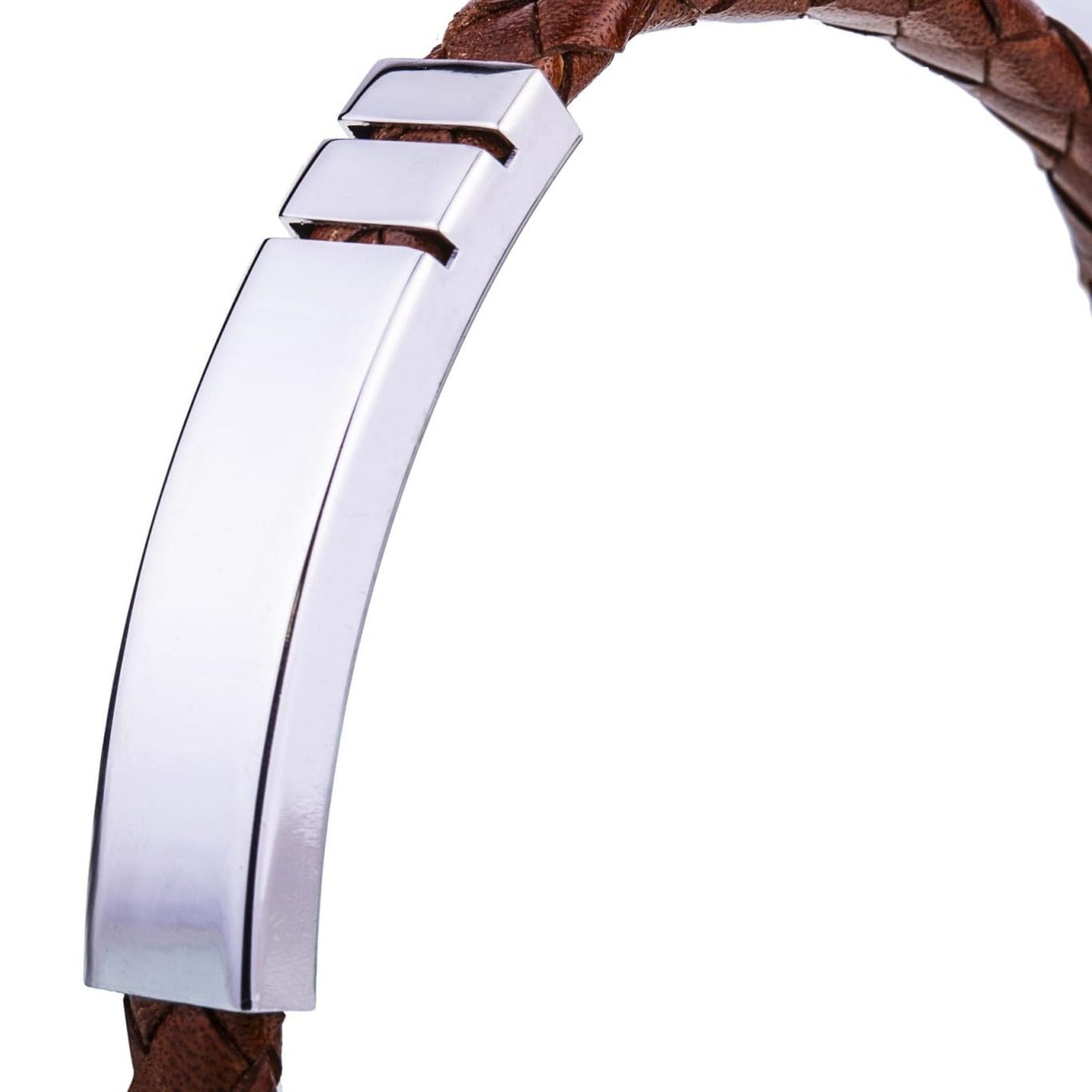 Sakrami Bracciale Uomo Pelle Intrecciata Blu, Marrone o Nera con Piastrina in Argento 925 – Scatola Personalizzabile con Dedica Incisa – Gioiello Moderno per Laurea o Anniversario