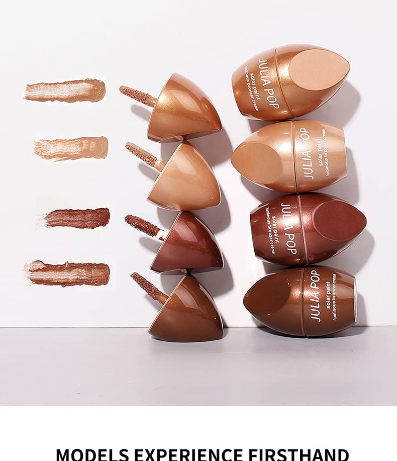 Miniatura 3 de Iluminador bronceador luminoso en crema, iluminador líquido de contorno facial, maquillaje, impermeable, de larga duración, bronce mate, paleta de