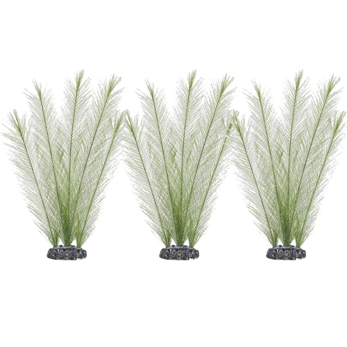 Image of Norgail 3 Pcs Fish Tank Aquarium Decorations Artificial Plants, Plastic Artificial Water Plants for Aquarium, Green, 11 inch
