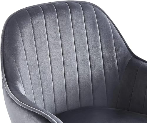 Image of Pair of 2 Stylish, Modern, Elegant & Comfortable Velvet Arms Chairs for Dinning Living Hotel Cafe (2 Chairs) (Grey Black Legs)