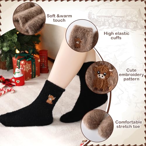 Geyoga 5 Pairs Womens Christmas Fuzzy Socks Cute Winter Soft Slipper Sleeping Coquette Stuff Fluffy Thick Holiday Socks Gifts2