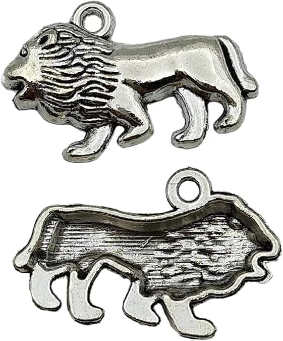 30PC Antique Silver Lion Animal Charms Pendants for Jewelry Bracelet Necklace DIY Craft Making 29x18x4mm