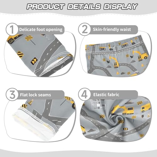 ALAZA Girls' Leggings Children's Yoga Pants Skinny Printed Dance Excavator Truck Comfortable 4T2
