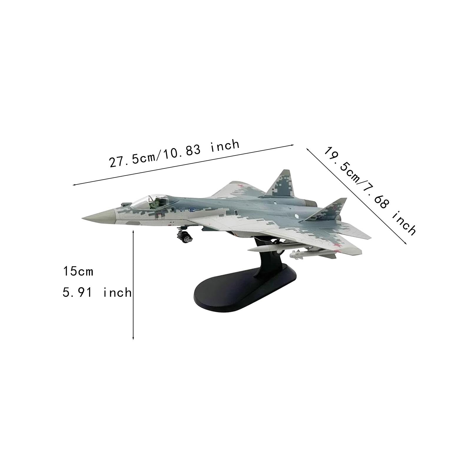 Modellino in 1:72 del Caccia SU-57 in Metallo Pressofuso con Base Espositiva per Scaffale, Bar
