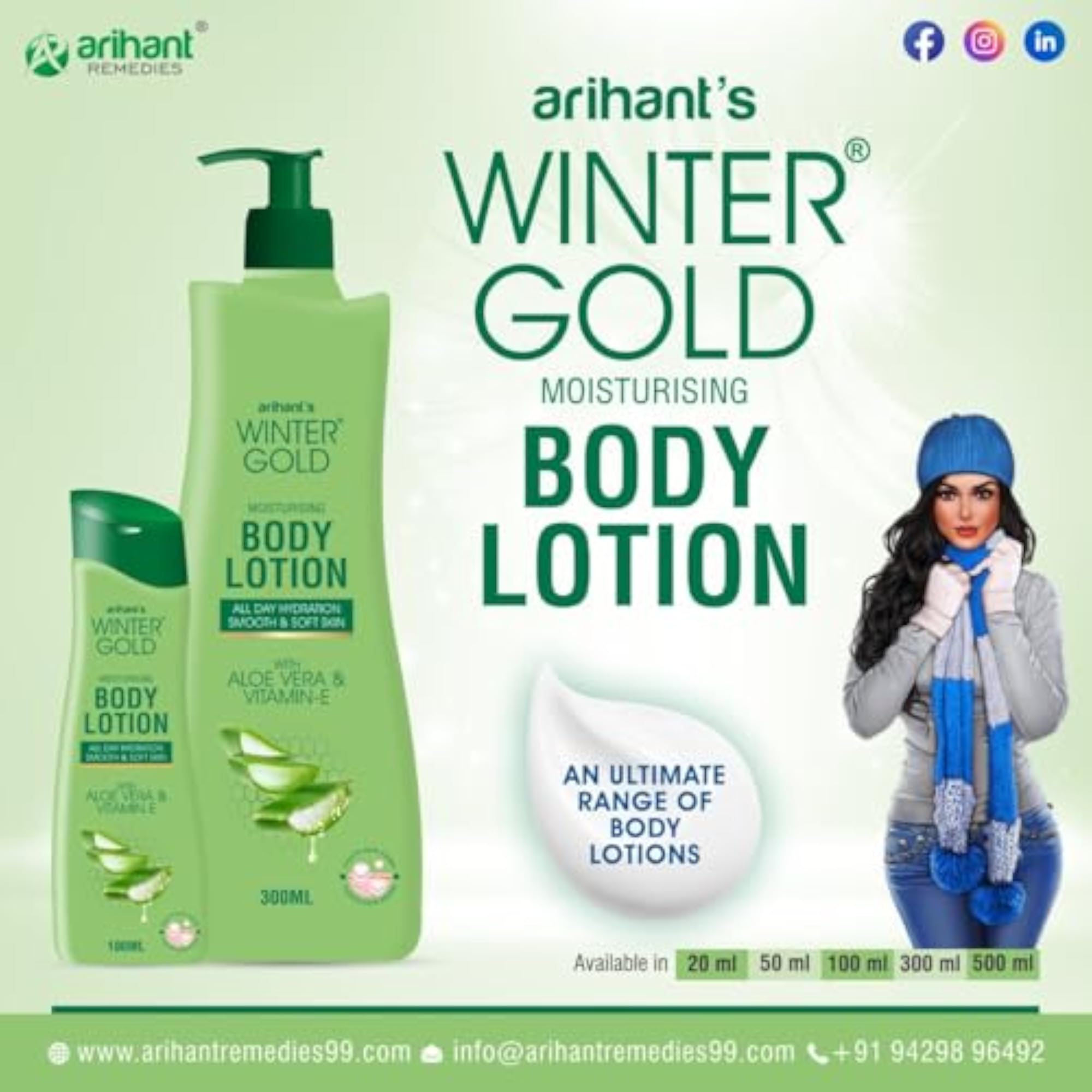 Arihant's Aloe Vera & Vitamin E Body Lotion Pack of 3, 500ml