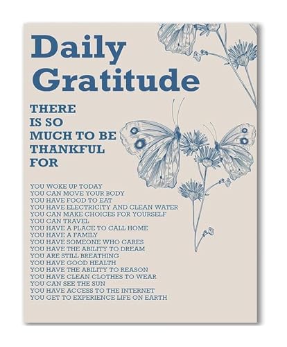 RNUMLIGH Vintage Green Inspirational Art, Daily Gratitude Quote Poster for Bedroom, Dorm & Space(Unframed,08x12inch(20x30cm))