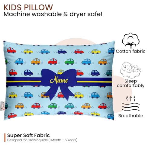 Image of Personalized Pillow for Kids a€ inch Custom Name, Super Soft Cotton Kids Cushion for Infants & Toddlers, 1 Month to 5 Year Olds, Adorable Prints