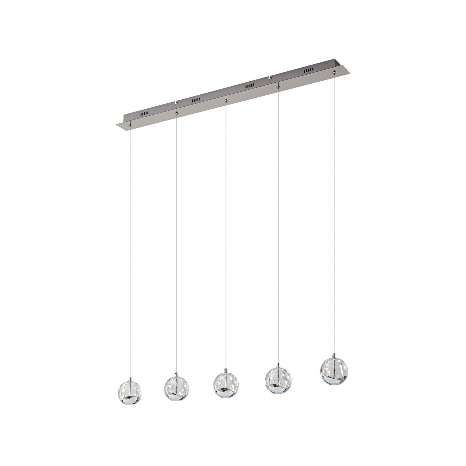 Lucande LED Esstisch Pendelleuchte Glas chrom – 5-flammig, 5x5W LED