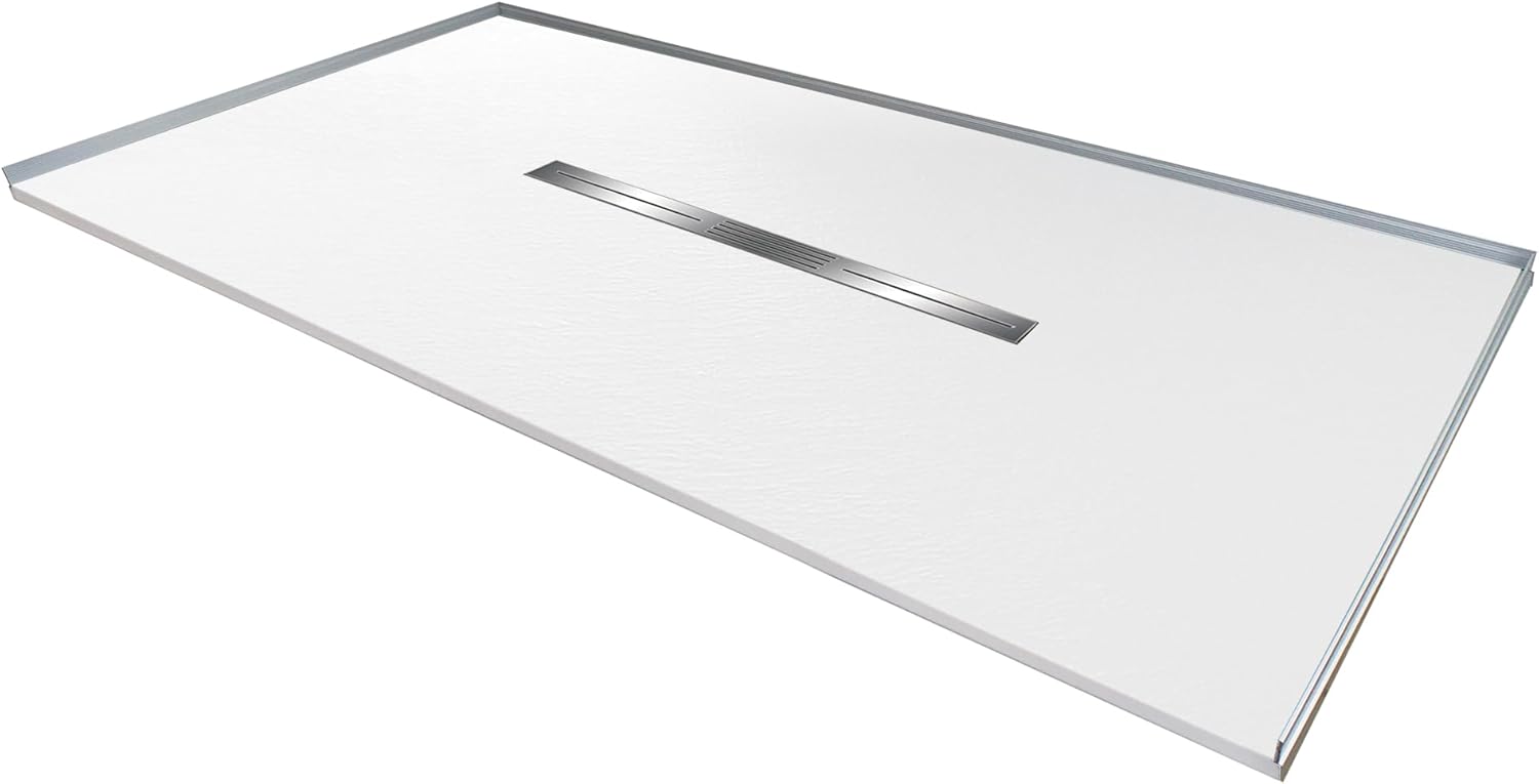 Transolid FZS7236C-31 Trimslate 72-in x 36-in Zero Threshold Shower Base with Center Drain, White