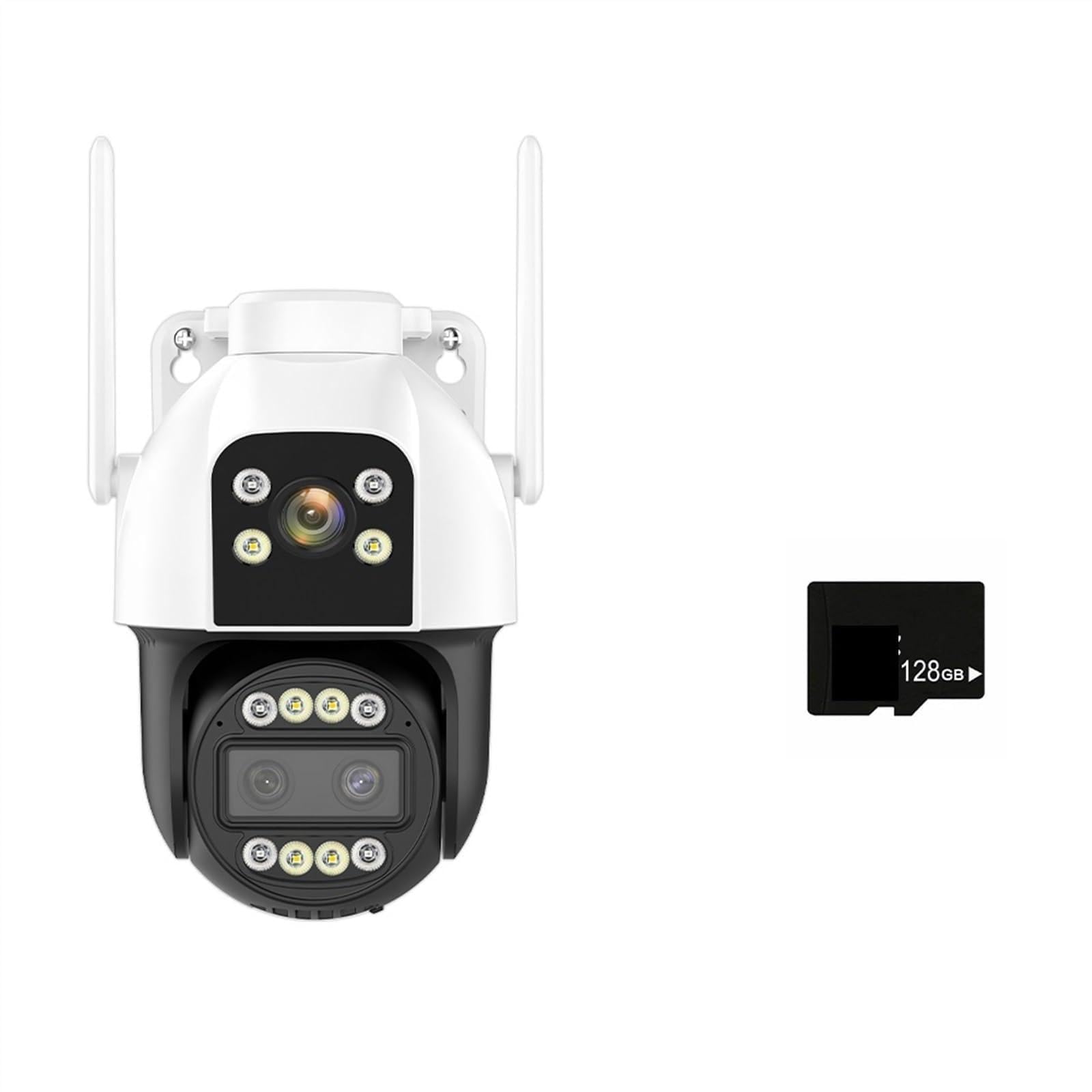 MKHJKIOII Security Camera, 4G SIM Card IP Camera 4K HD 10X Zoom PTZ Three Lens Dual Screen 2K Security Cam Auto Tracking P2P Surveillance(4K WIFI Add 128G)