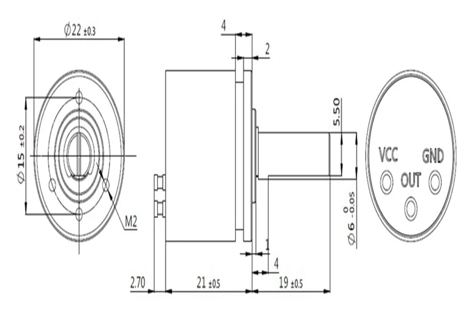 Drehwinkelsensor | 0–360 Grad | Voller Drehwinkel ohne toten Winkel | Magnetempfindlich | P3022-V1-CW360 5V-Netzteil(SSI Communications)