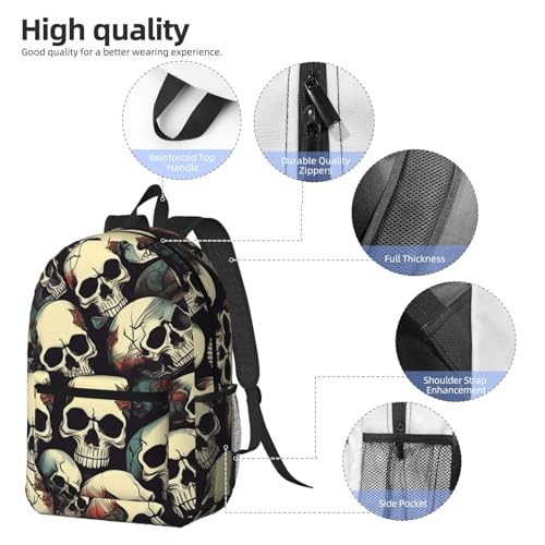 Sac à dos de voyage portable protégeant votre ordinateur avec style crâne - 5