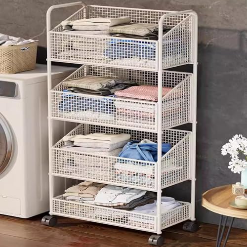 Cesto para ropa de 2 3 4 niveles de gran capacidad carrito almacenamiento fácil montaje