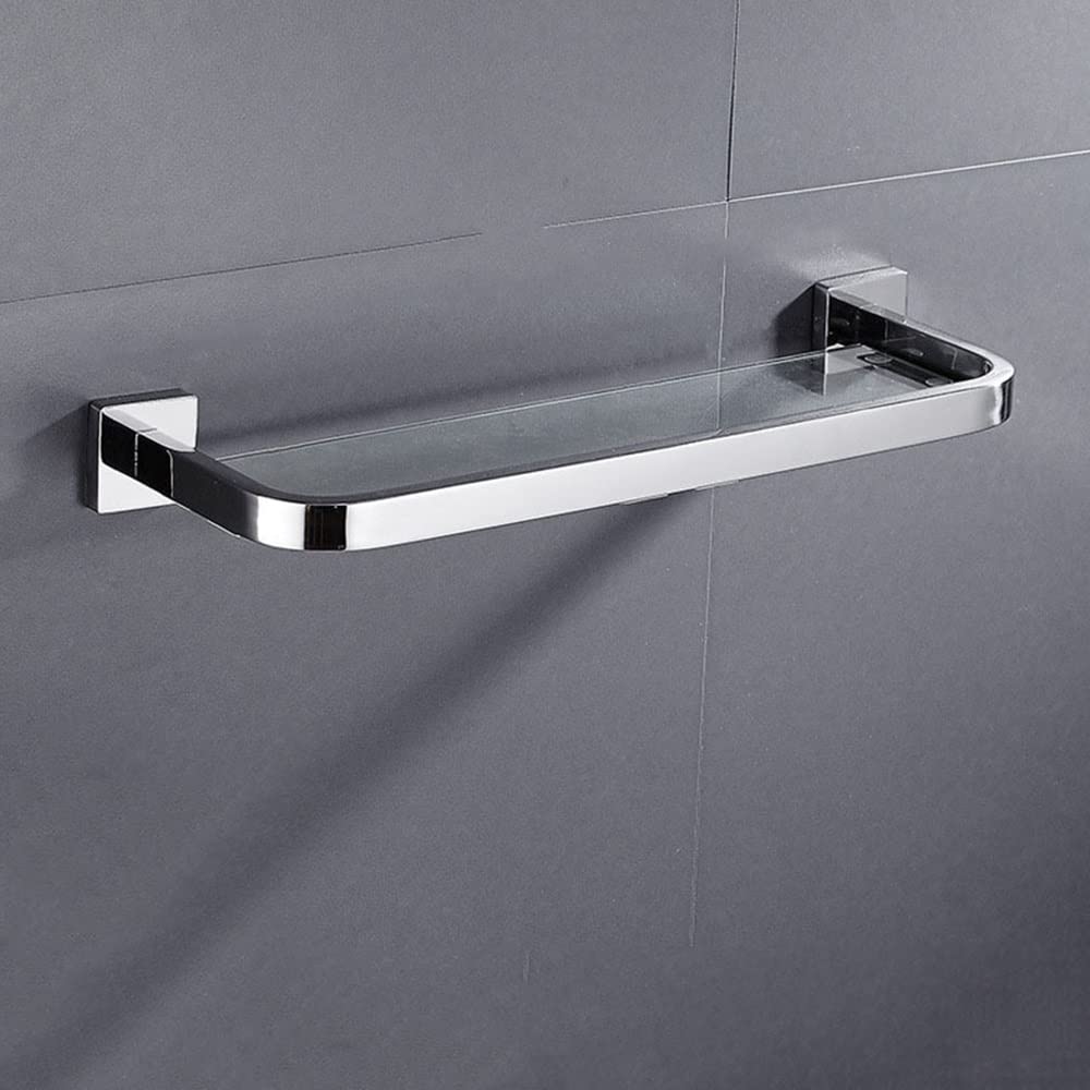 GTFDXJ Shower Caddy 304 Stainless Steel Bathroom Shelf Bath Shower Shelf Aluminum Glass Shelf Wall Mounted Kitchen Storage