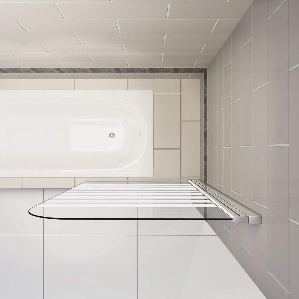 Badewannenaufsatz 80x140cm Duschabtrennung Duschwand für Badewanne 6mm Satiniert Nano Sicherheitsglas Querstreifen Rechts