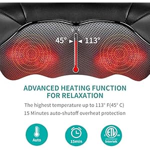 Shiatsu Neck and Back Massager with Soothing Heat, Nekteck Electric Deep Tissue 3D Kneading Massage Pillow for Shoulder, Leg, Body Muscle Pain Relief, Home, Office, and Car Use Shiatsu Neck and Back Massager with Soothing Heat Nekteck Electric Deep Tissue 3D Kneading Massage Pillow for Shoulder Leg Body Muscle Pain Relief Home Office and Car Use