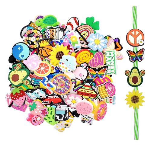 Gibleitz Set 50 Adornos para Pitillos Reusables Coloridos miniatura 1