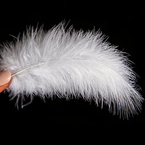 Tharaht 200Pcs Fluffy Turkey Marabou Feathers 4-6Inch For Craft Dream Catcher Decoration Natural Fluffy Turkey Marabou Feathers,White #TOP3