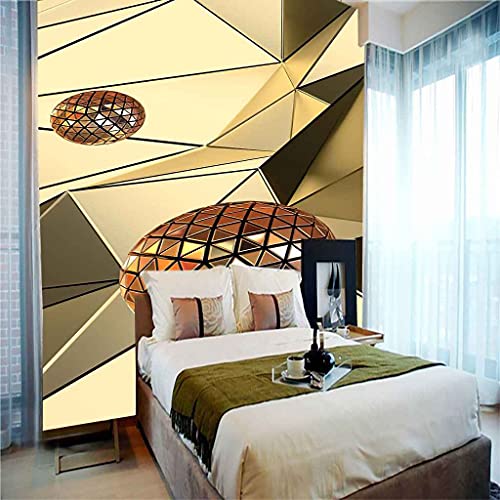 Papier peint moderne 3D or et motifs géométriques pour mur - 5