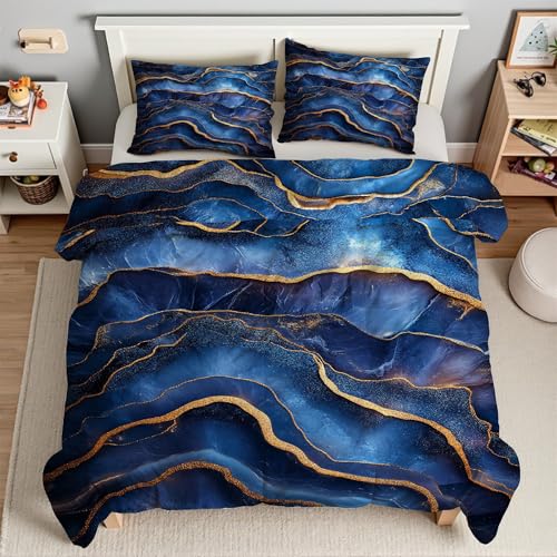 Housse de couette 140x200 bleu avec fermeture éclair parure de lit microfibre