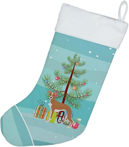Miniatura 2 de Caroline's Treasures CK3460CS - Calcetines de Navidad para árbol de Navidad de galgos italianos, medias colgantes para chimenea, decoración de