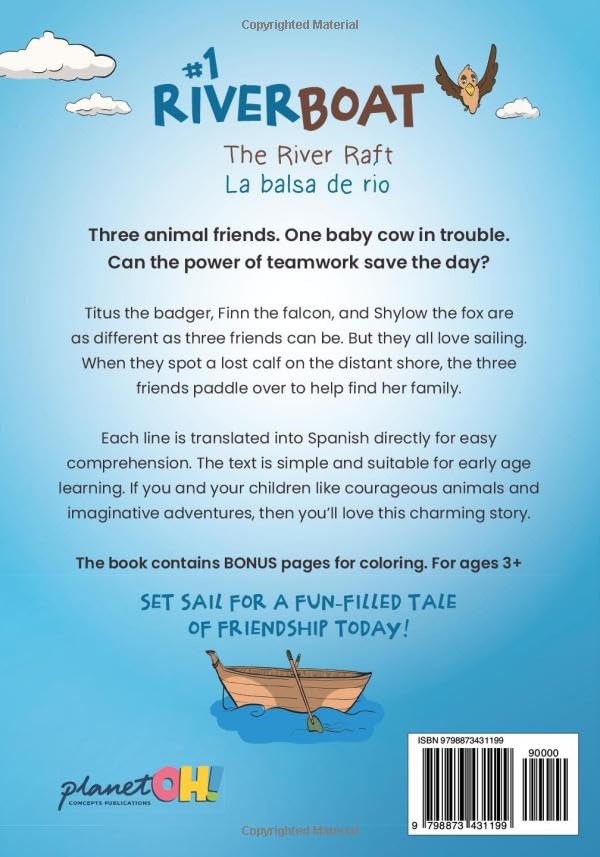Riverboat: The River Raft - La balsa de rio: Children's Picture Book English Spanish incl. Coloring Pics (Riverboat Adventures Spanish) - Image 2