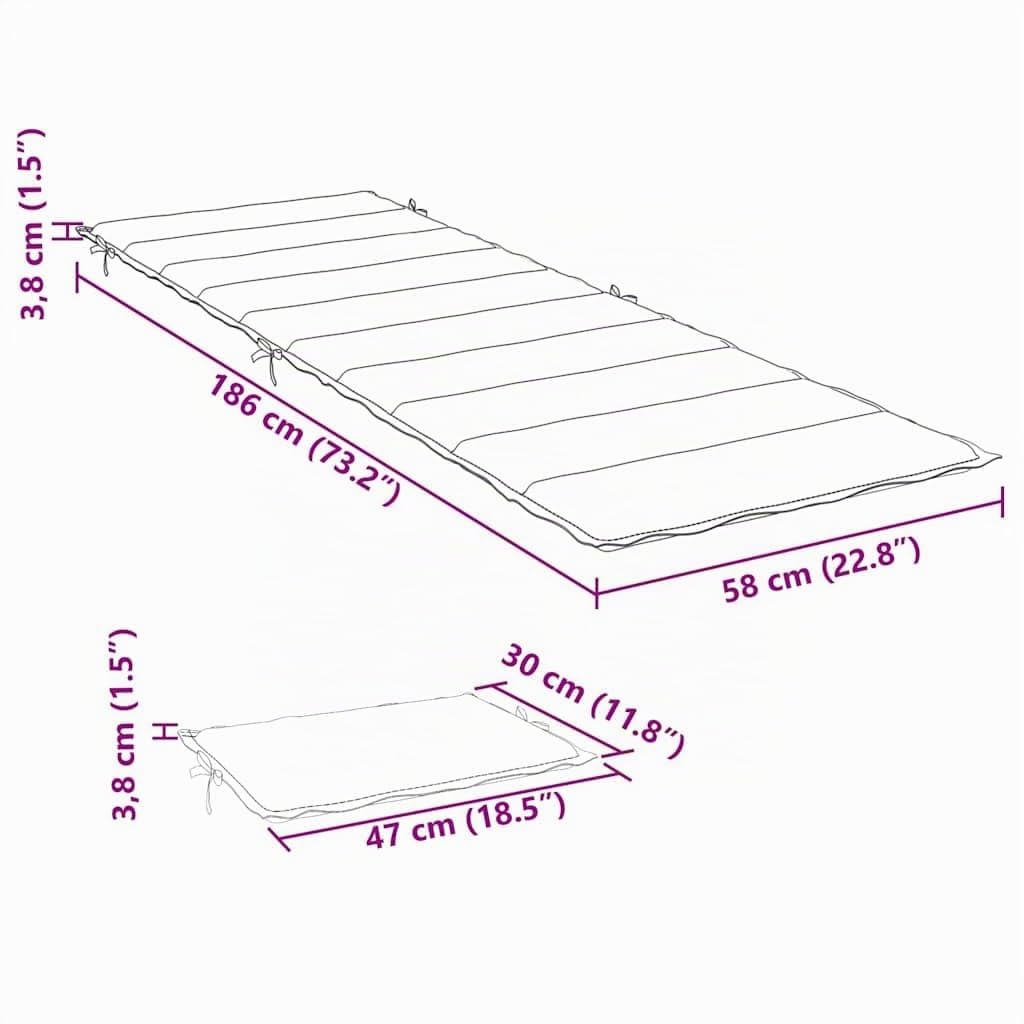 Tomostar Coussin Bain de Soleil, Coussin de Chaise Longue Matela Transat Extérieur Multicolore Tissu Oxford 186x58x4 cm