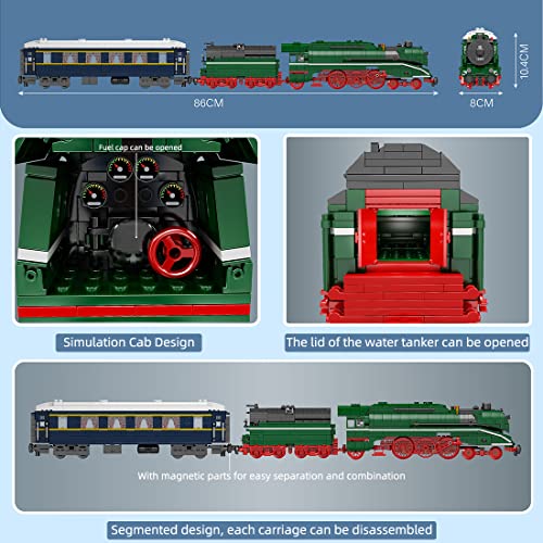 TopBau Technik BR18 201 Deutsch Schnellzug Modell mit Schienen und LED Licht, 2348+ Teilen RC+APP Dampflokomotiven… – Bild 5