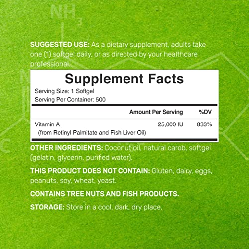 image for DEAL SUPPLEMENT High Potency Vitamin A 25000 IU, 500 Coconut Oil Softg