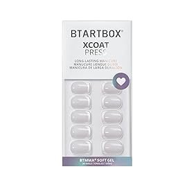 BTArtbox Press On Nails - White French Tip Press on Nails Square, Glue On Nails for Wedding Gift, Supremely Fit & Natural Stick On Nails in 15 Sizes - 30 Fake Nails Kit, Classic French