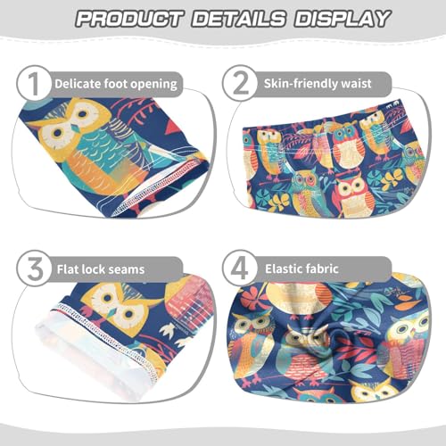 KLL Cute Colorful Owls and Trees Toddler Girl Athletic Leggings Casual Full Length Athleisure Pants Running3